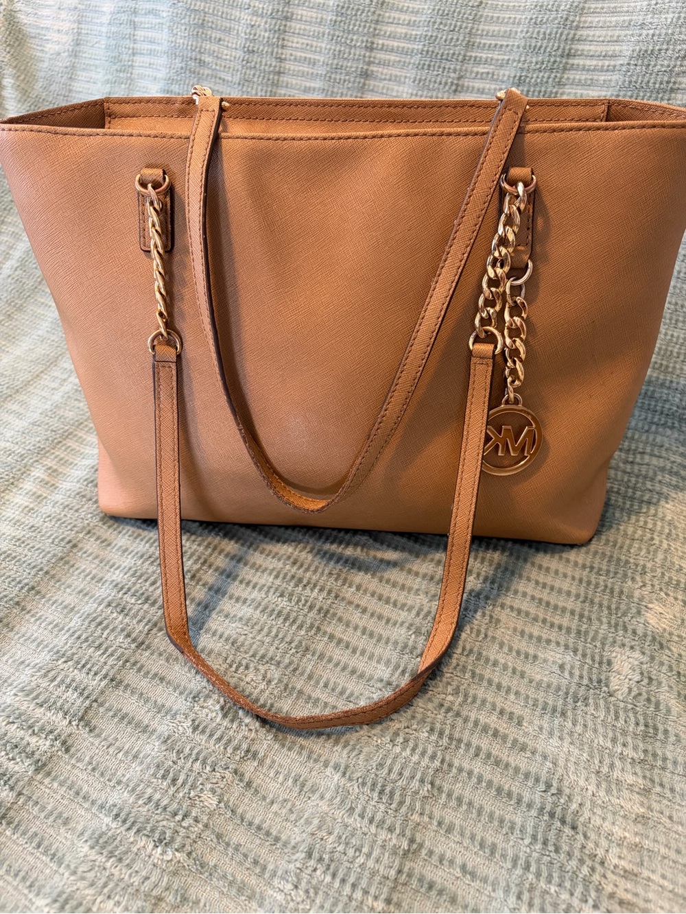Michael Kors Tan Leather Chain-Accent Tote